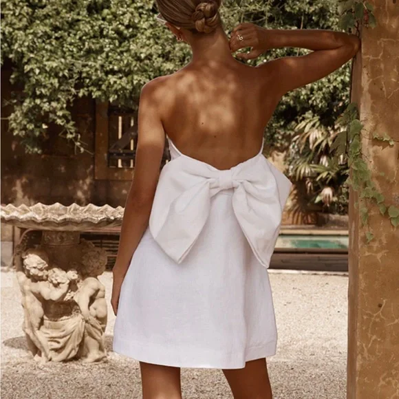 DISSH | Dresses | Dissh Aisle White Linen Back Bow Dress | Poshmark